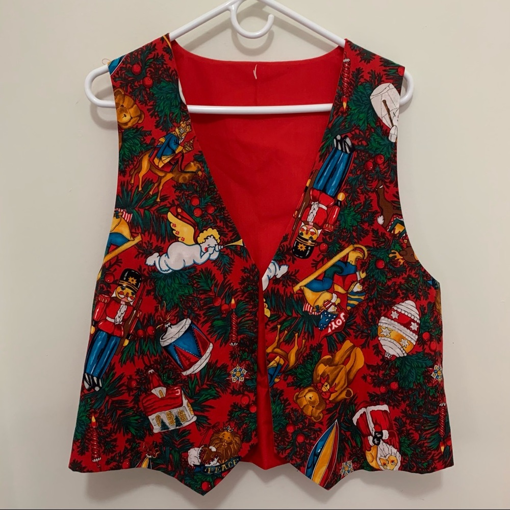 Vintage Rare Reversible Nut Cracker Christmas Vest Waistcoat